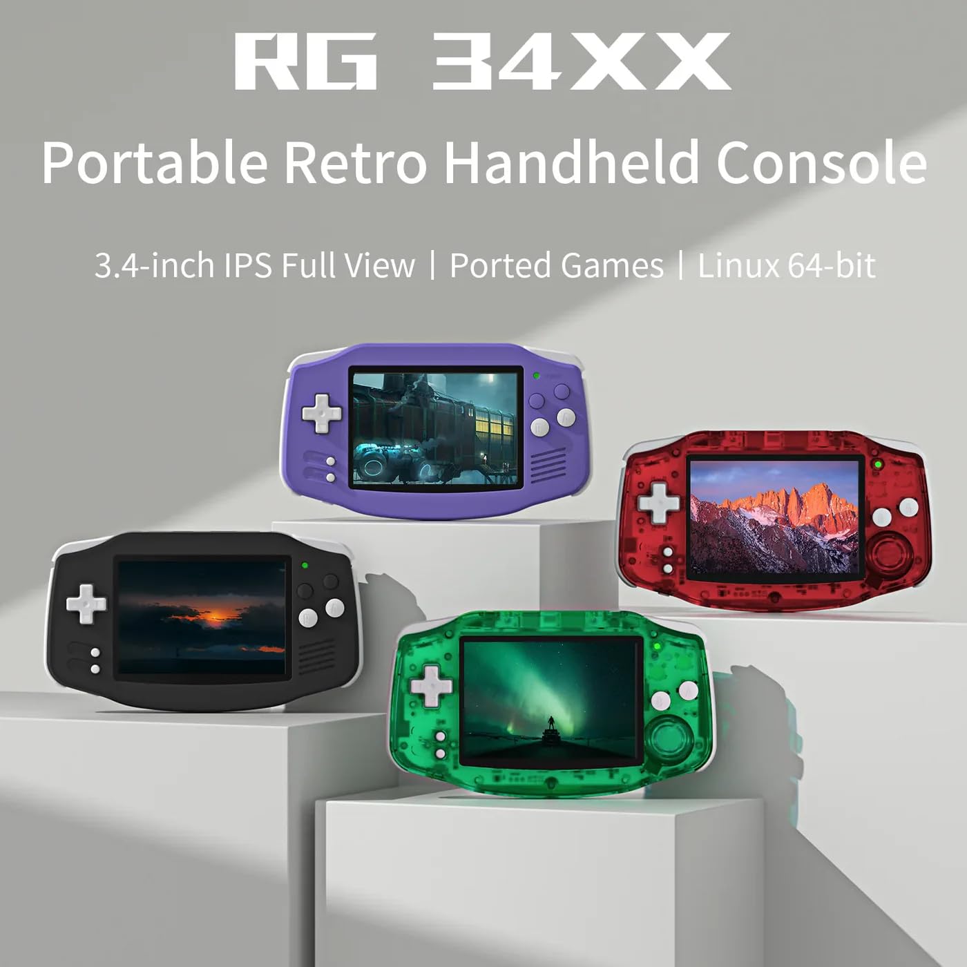 Console Portatile RG 34XX | Schermo IPS 3.4'' | 256GB + 11000 Giochi | Linux 64-bit | Retro Gaming Con Wi-Fi E Bluetooth