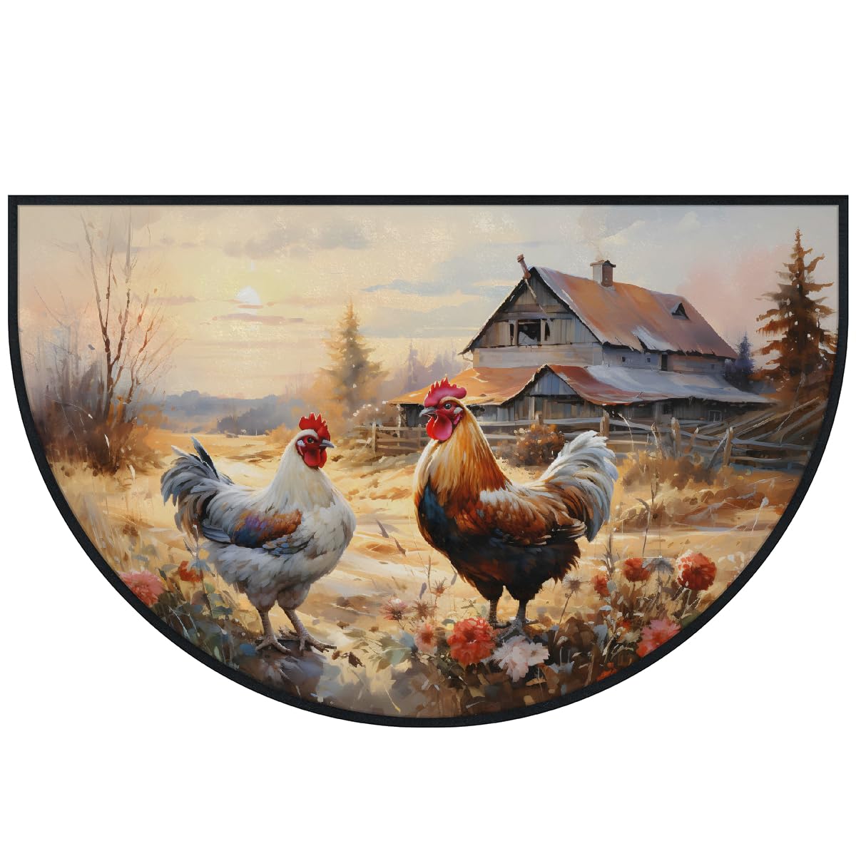 Mexpekil Paillasson demi-rond en forme de demi-lune pour intérieur et extérieur - Lavable - Absorbant - Attrape la saleté - 100 x 160 cm