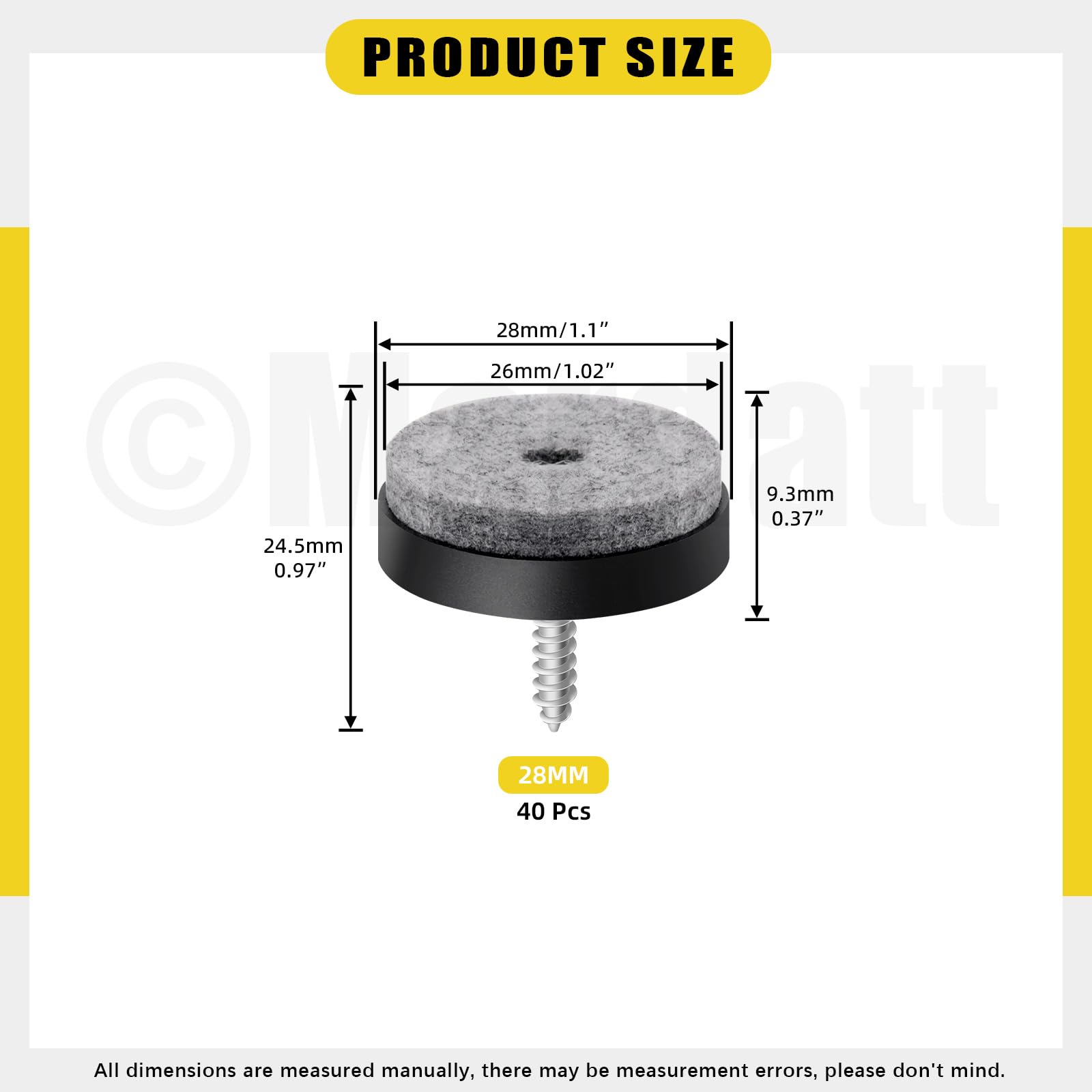 Mardatt 40Pcs Screw on Felt Chair Pads - Image 2
