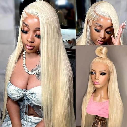 Smartinnov Blonde Lace Front Wigs 13x4 HD Straight 613 Human Hair 150% Density Glueless Pre plucked 613 HD Lace Frontal Wig for Women 26Inch Blonde Transparent Lace Front Wigs Virgin Hair