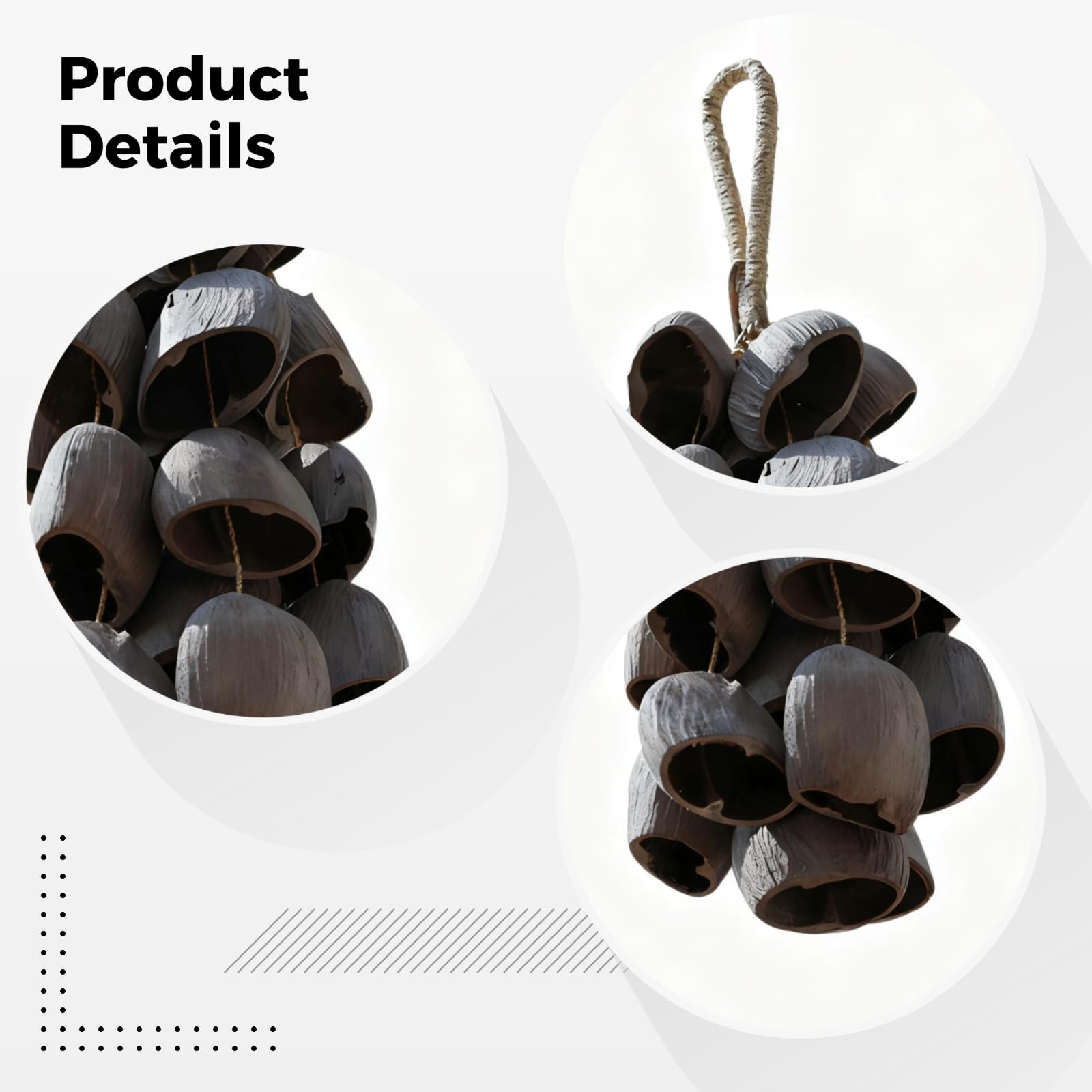 Hochet à main à grosse coque de noix, instrument de percussion en coque de fruit naturel, shaker aux sonorités apaisantes pour bien-être musical, méditation, yoga, hochet Salin fait main