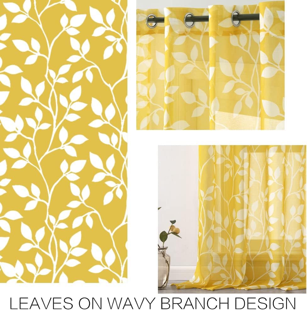 Mrtrees Voile gordijnen met kleurverloop, linnenlook, transparant gordijn, kort, tule gordijn met oogjes, 160 x 140 cm (h x b), modern, voor decoratie