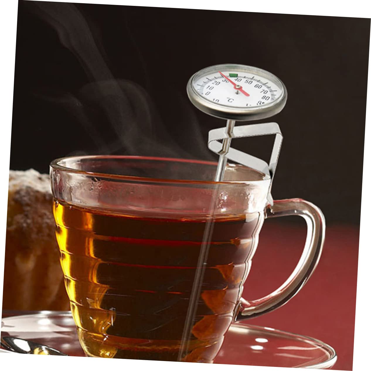 KICHOUSE 6Pcs Stainless Steel Thermometer Probe Clip Holders for Coffee Cups and Clip Holders for Accurate Temperature Reading in Beverages