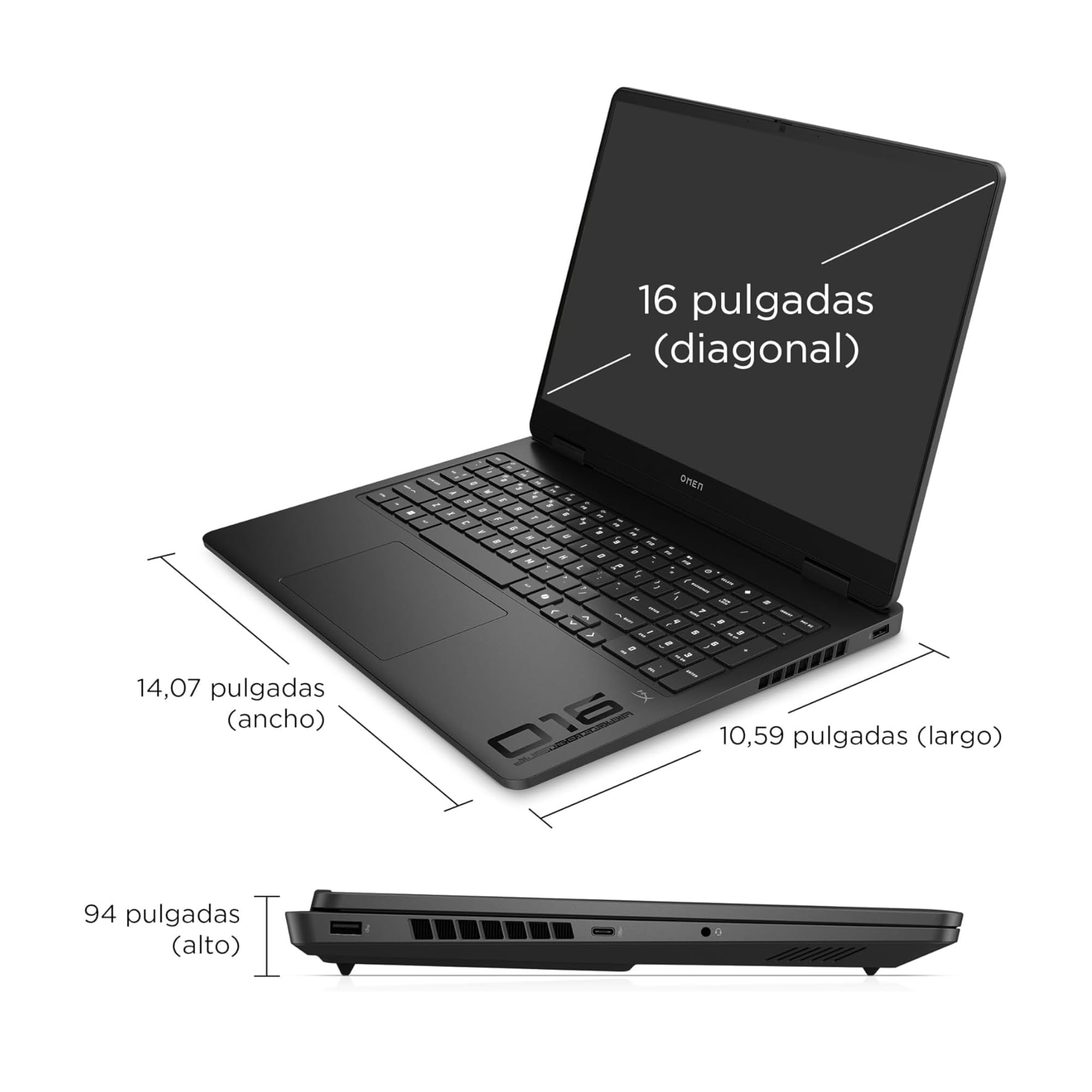 HP OMEN 16-ap0037ns, Ordenador portátil Gaming 16" 2.5K WQXGA (AMD Ryzen AI 7 350, 32GB RAM, 1TB SSD, NVIDIA GeForce RTX 5070, FreeDos) Negro - Teclado QWERTY Español
