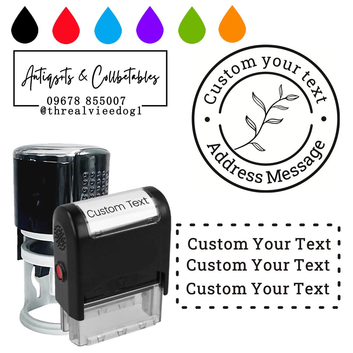 Jswlywmtpj Wooden Personalised Custom Rubber Stamp For Business Logo Address Labels Self Inking，Provide Your Own Picture Custom Logo Stamp Multi-Size (Self Inking Round)