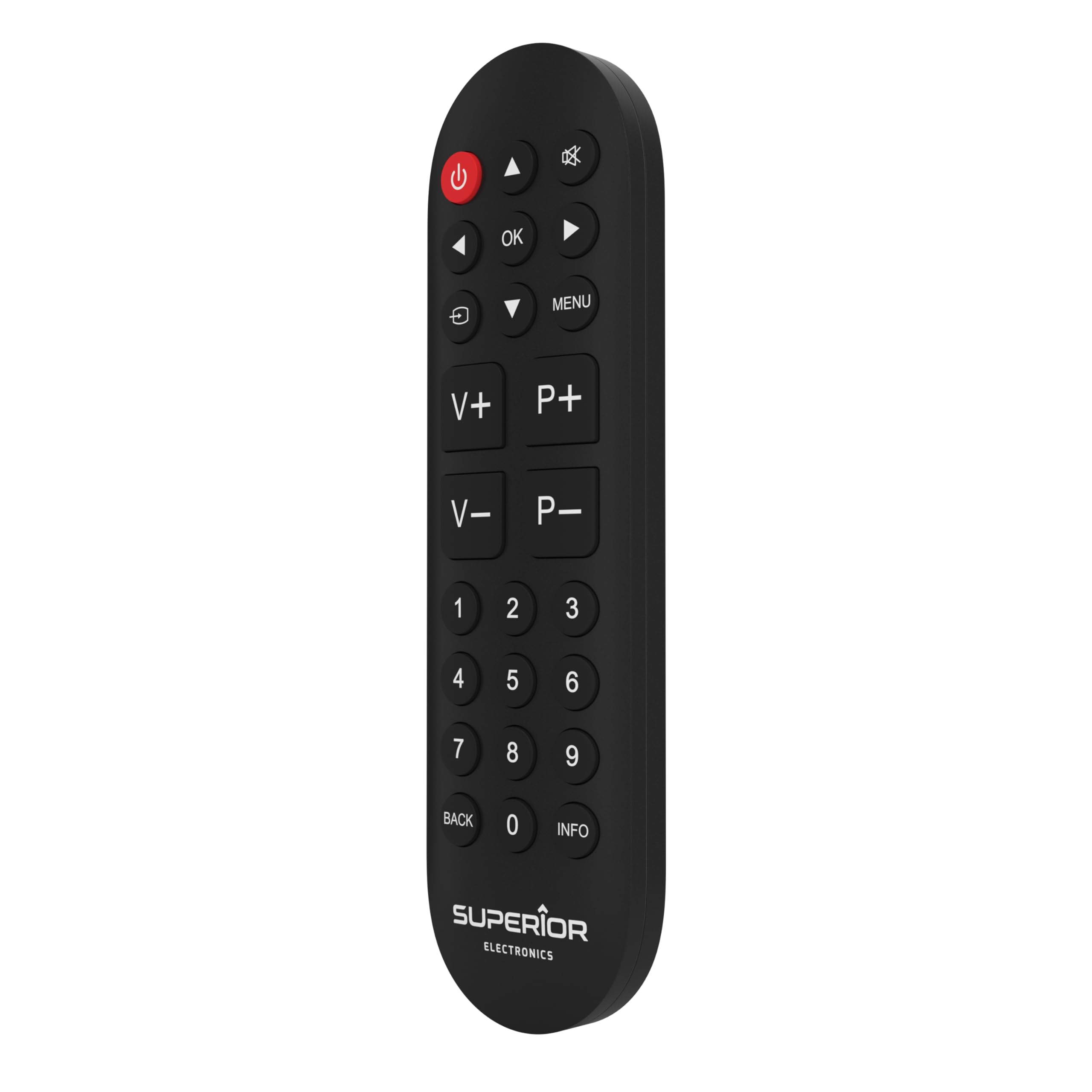 Superior Ready 5 – uniwersalny pilot do wszystkich telewizorów i telewizorów Smart TV – natychmiast gotowy do użycia z LG, Samsung, Sony, Panasonic, Philips, duże i łatwe w obsłudze przyciski – czarny