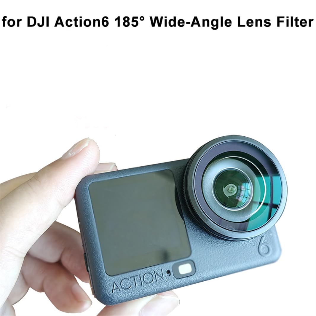 Lente gran angular adecuada para DJI Osmo Action 6 185°, filtro de visión ultra amplio, lente de visión ampliada externa, aumenta los accesorios de fotos de cámara de acción