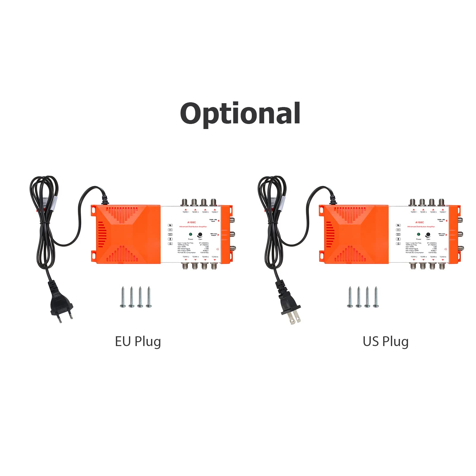HUIOP Amplificatore di distribuzione professionale a 8 vie con TV terrestre loop-through IRS e amplificatore di distribuzione radio 87-2350 MHz Antenna TV Ripetitore di segnale A basso rumore Alto gua