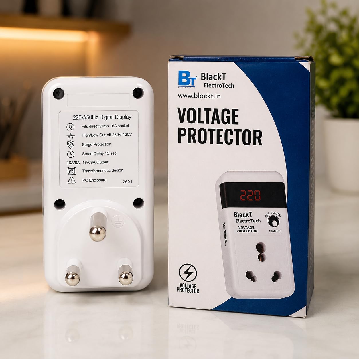 Blackt Electrotech BTSVP03 230V 16 Amps Automatic Voltage Protector Socket - Surge Protector for Air Conditioners, Refrigerators, Washing Machines, and TVs (1) — Amazon image 5