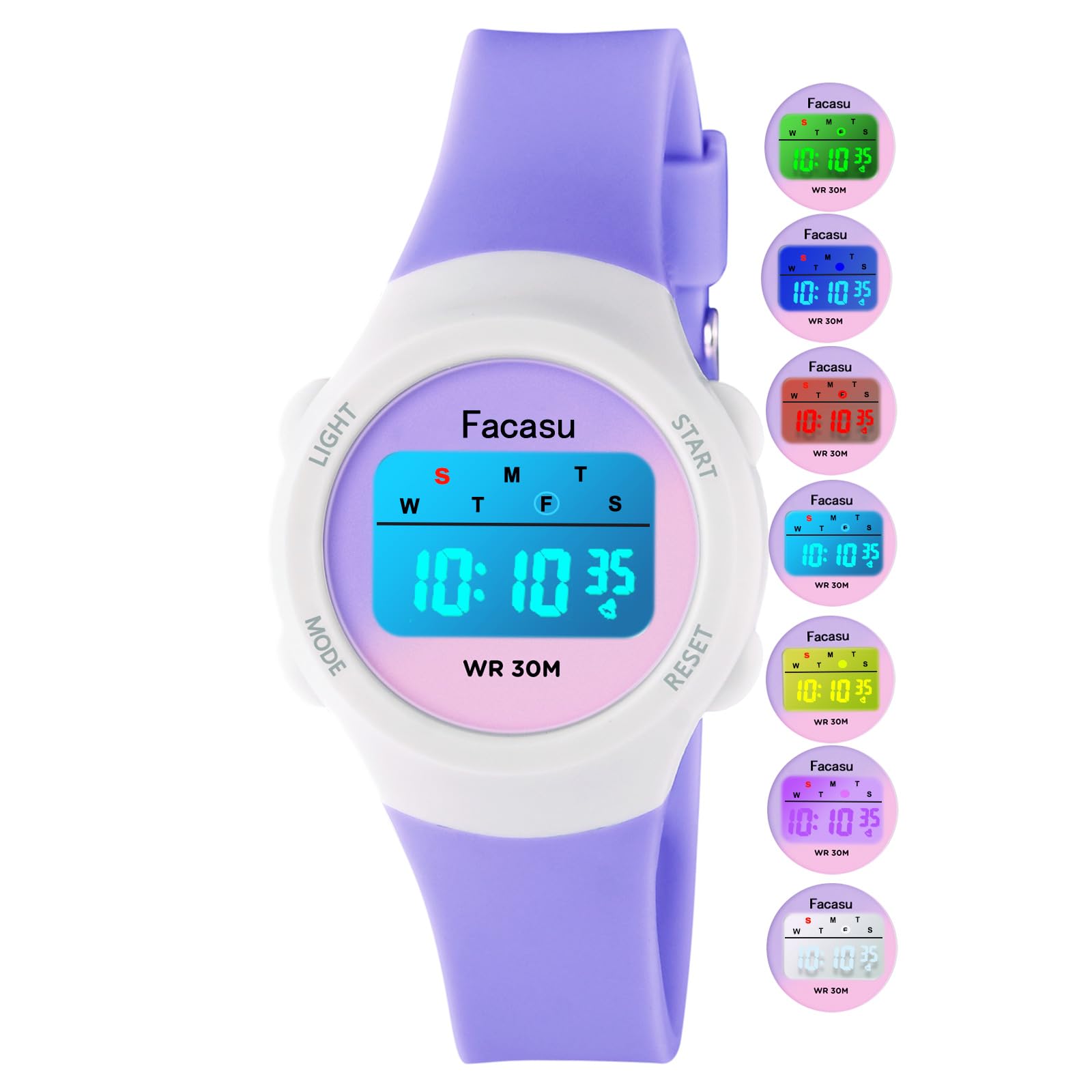 Facasu Reloj Digital Niños Niñas,Reloj Infantil Resistente al Agua Reloj,Colorido Luces Deportes Aire Libre,con Cronómetro y Alarma,Regalo para Niños