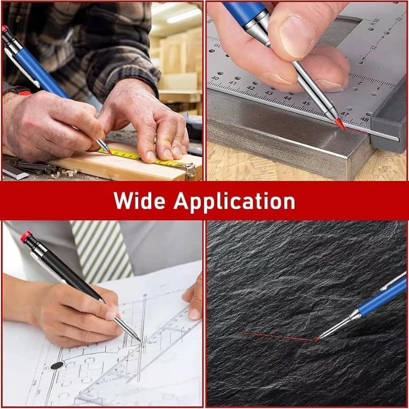 MROOFUL 格納式メカニカルメタル2.8mm鉛筆 リフィル付き カーペンターマーク鉛筆削り 2B 鉛 レッド ブラック イエロー