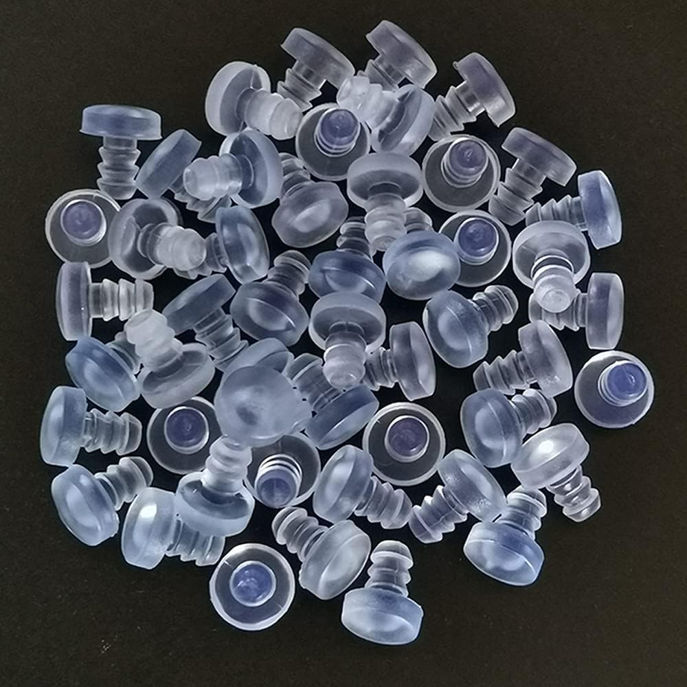 50 Pcs Glass Top Table Bumpers with Stem, Black Plastic