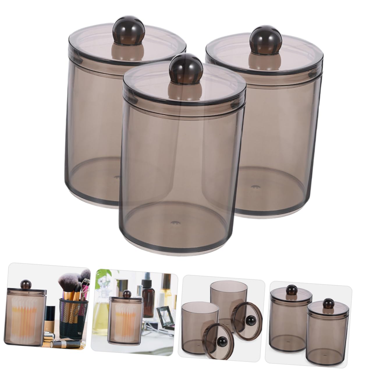 9stücke Teiliges Baumwollstäbchen-behälter Mit Deckel Organizer Für Wattebällchen Und Wattepads Für Badezimmer Und Schlafzimmer Transparent Elegantes Design Zur Praktischen