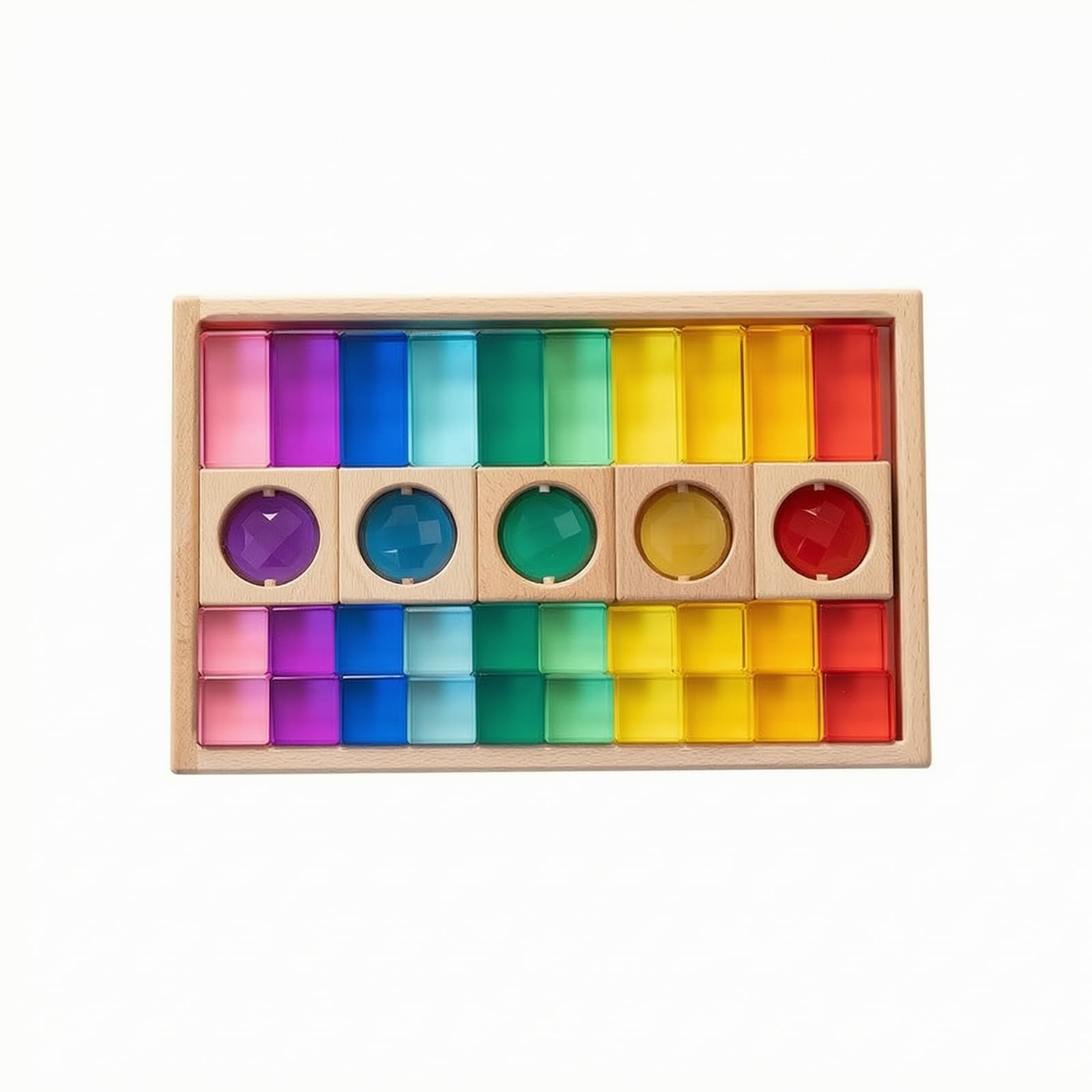 Milageto Gioco a Incastro in Legno | Apprendimento Pratico e Sensoriale, Traslucido, Gioco di Incastro con Forme in Legno, per Asilo, Stile D
