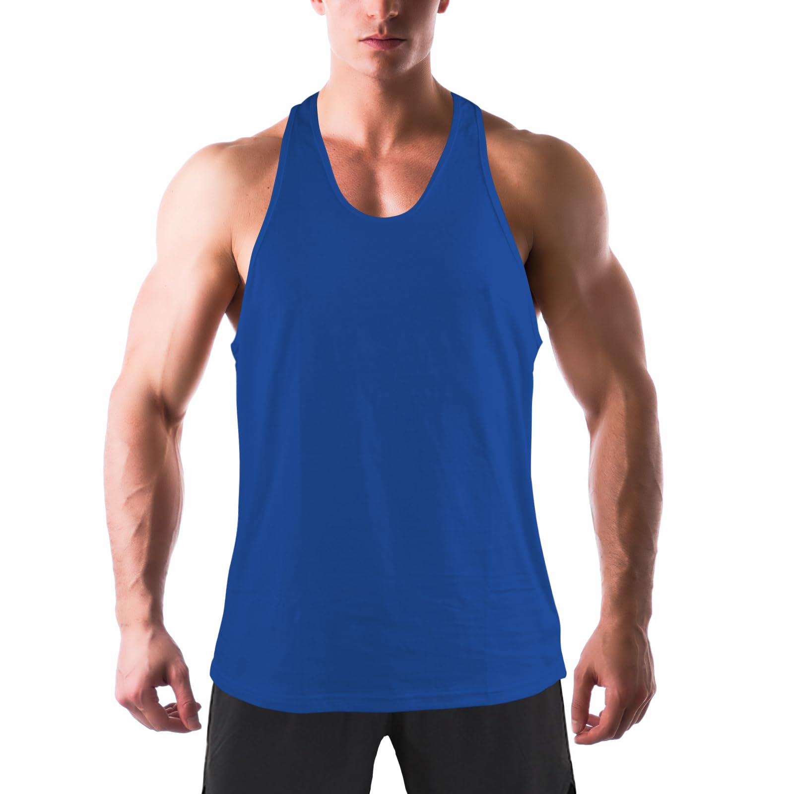 Men's Gym Tank Tops, Mens Bodybuilding Stringer Vest Workout Muscle Tank Top, Y-Back Cotton Sleeveless T-Shirt for Fitness Training