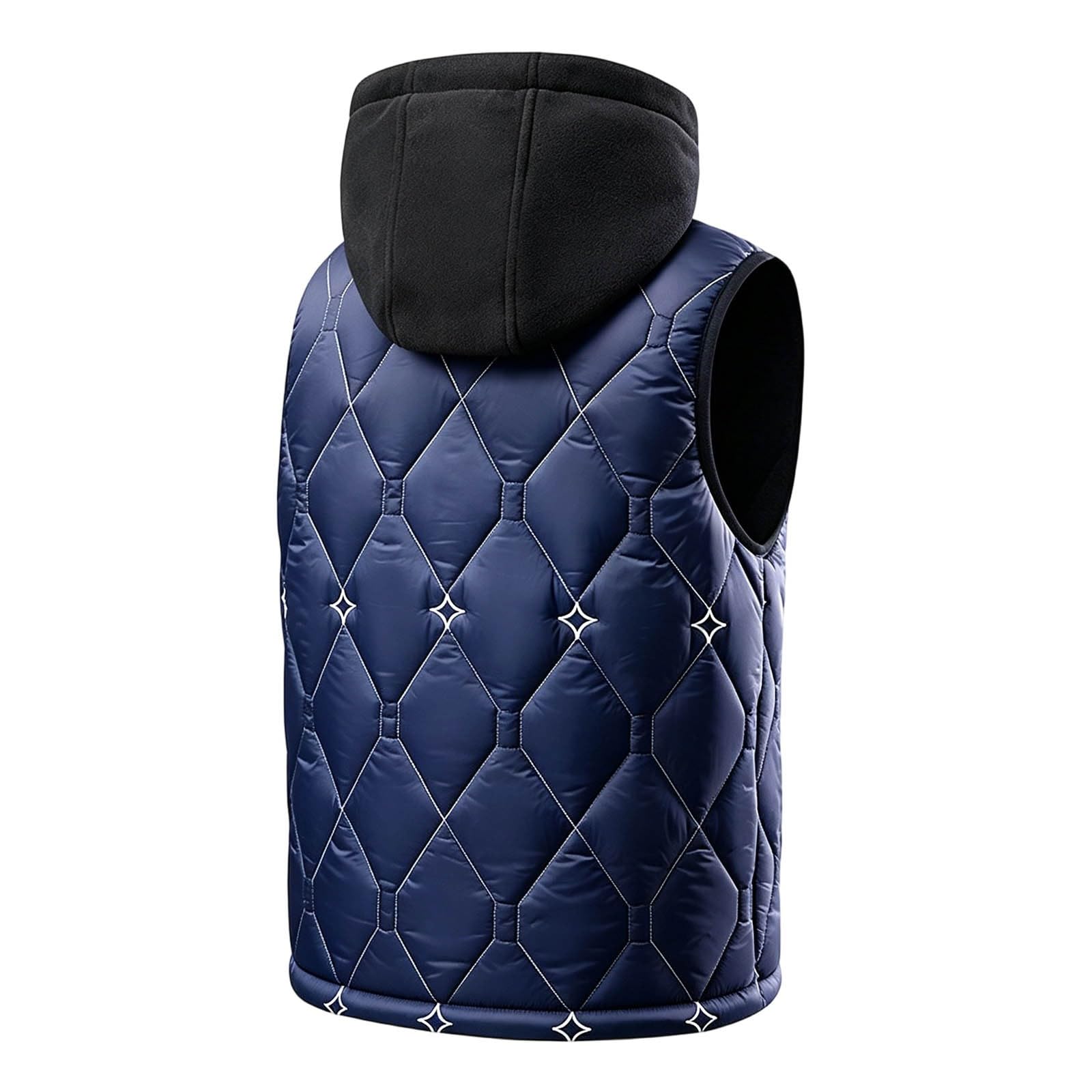 Generisch Gilet trapuntato da uomo, invernale, imbottito, caldo, senza maniche, con cappuccio, per attività all'aperto, invernale, urbano, elegante streetwear