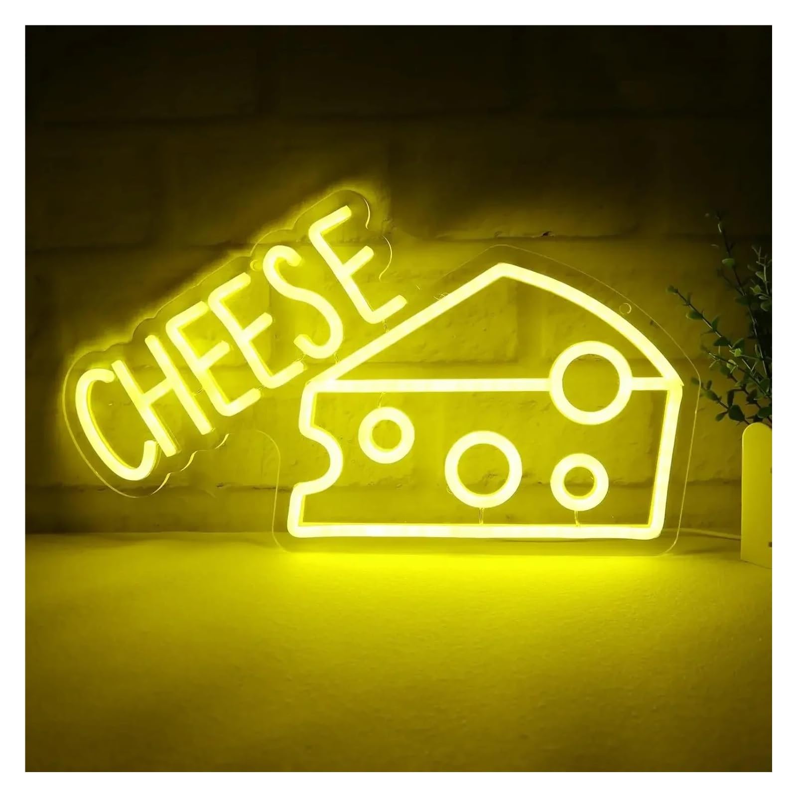 BYNGQW Hanging Art Neon Signs Cheese Neon Sign Wall Decor LED Light USB Dimmable Lamp Cheese Shops Restaurant for Display Windows Families