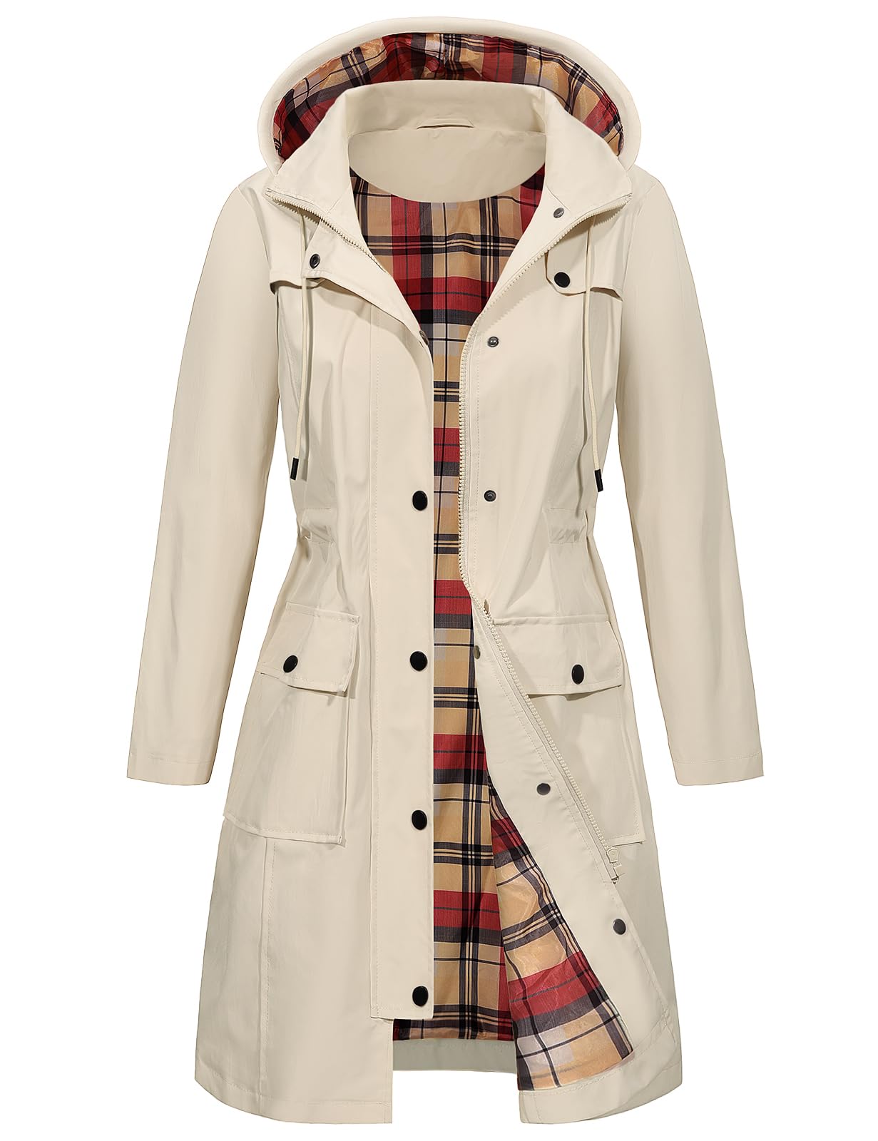 Tuopuda Chubasquero Mujer Impermeable Largo Chaqueta Ligera Parkas Cortaviento con Capucha Cremallera Softshelljakce Primavera Otoño Raincoat Abrigo para Exteriores Cercanías