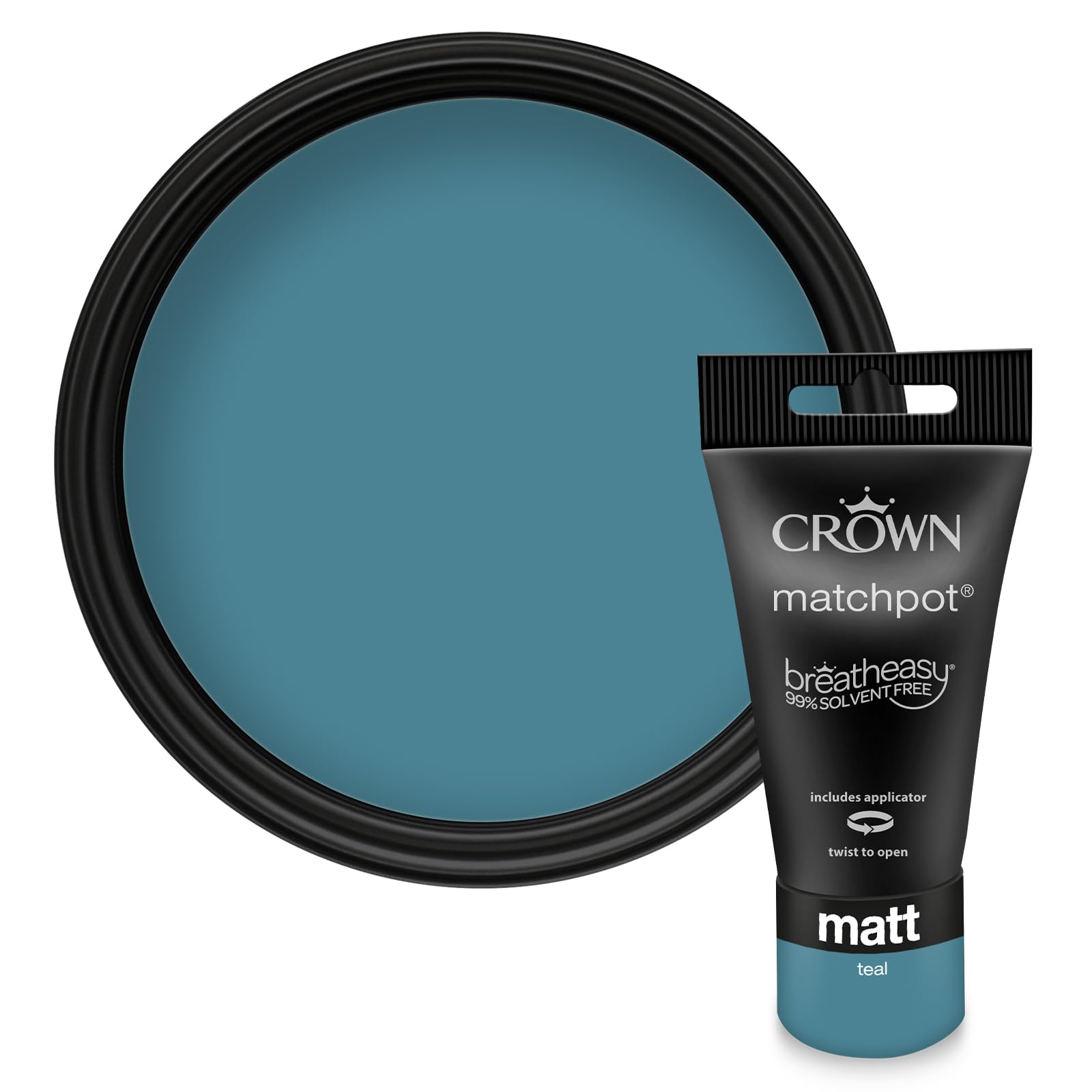 Crown WALLS & CEILINGS Teal Matt Paint Tester Pot - Sample 40ml
