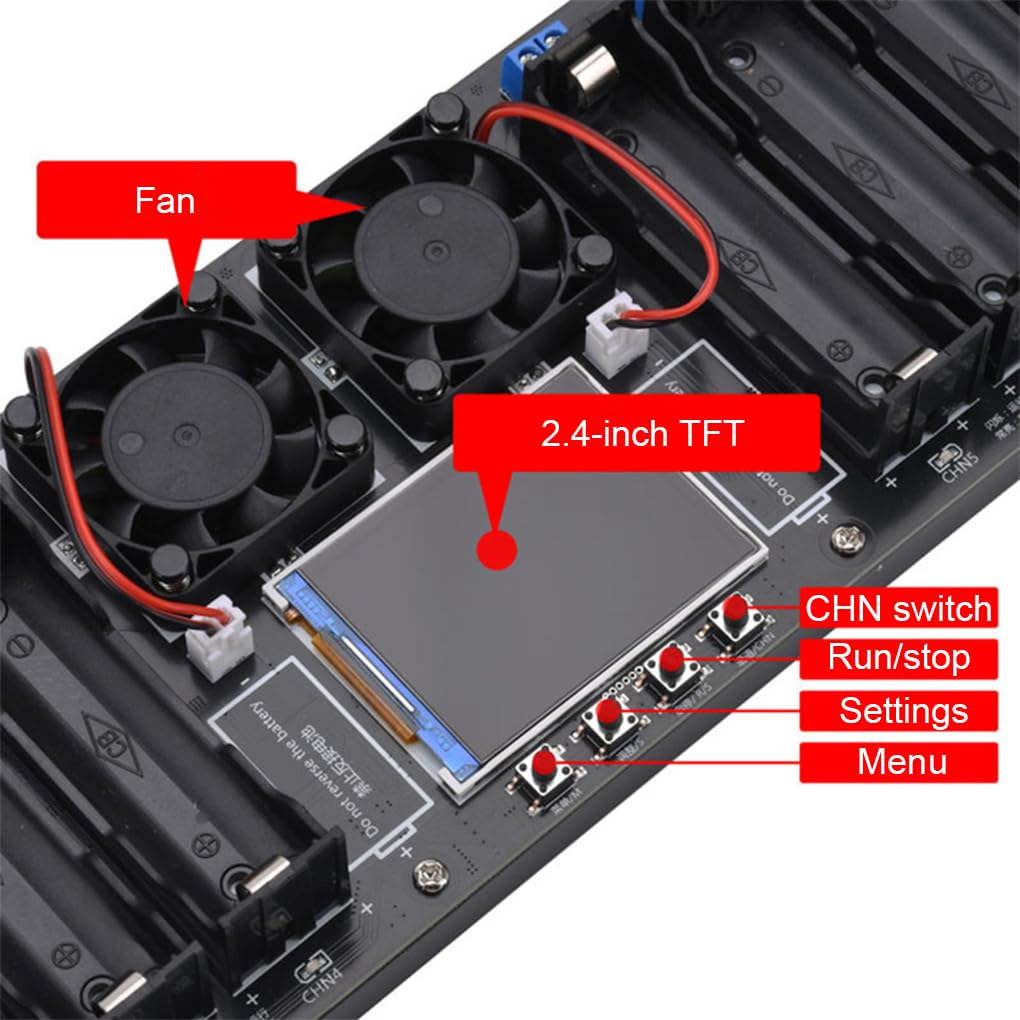 Testeur de capacité et de résistance interne de batterie 8 canaux, écran couleur 4 pouces avec courbe d'affichage pour batterie lithium