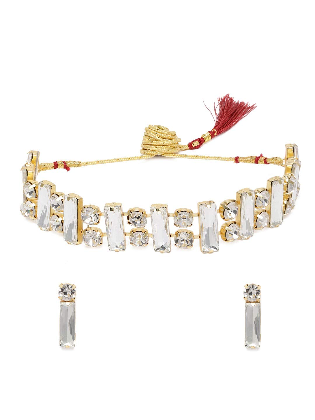 ZAVERI PEARLS Gold Tone Crystal Shine Stones Contemporary Party Bling Necklace & Earring Set For Women-ZPFK10194 (B08Z7HSFVS) Amazon Price History, Amazon Price Tracker