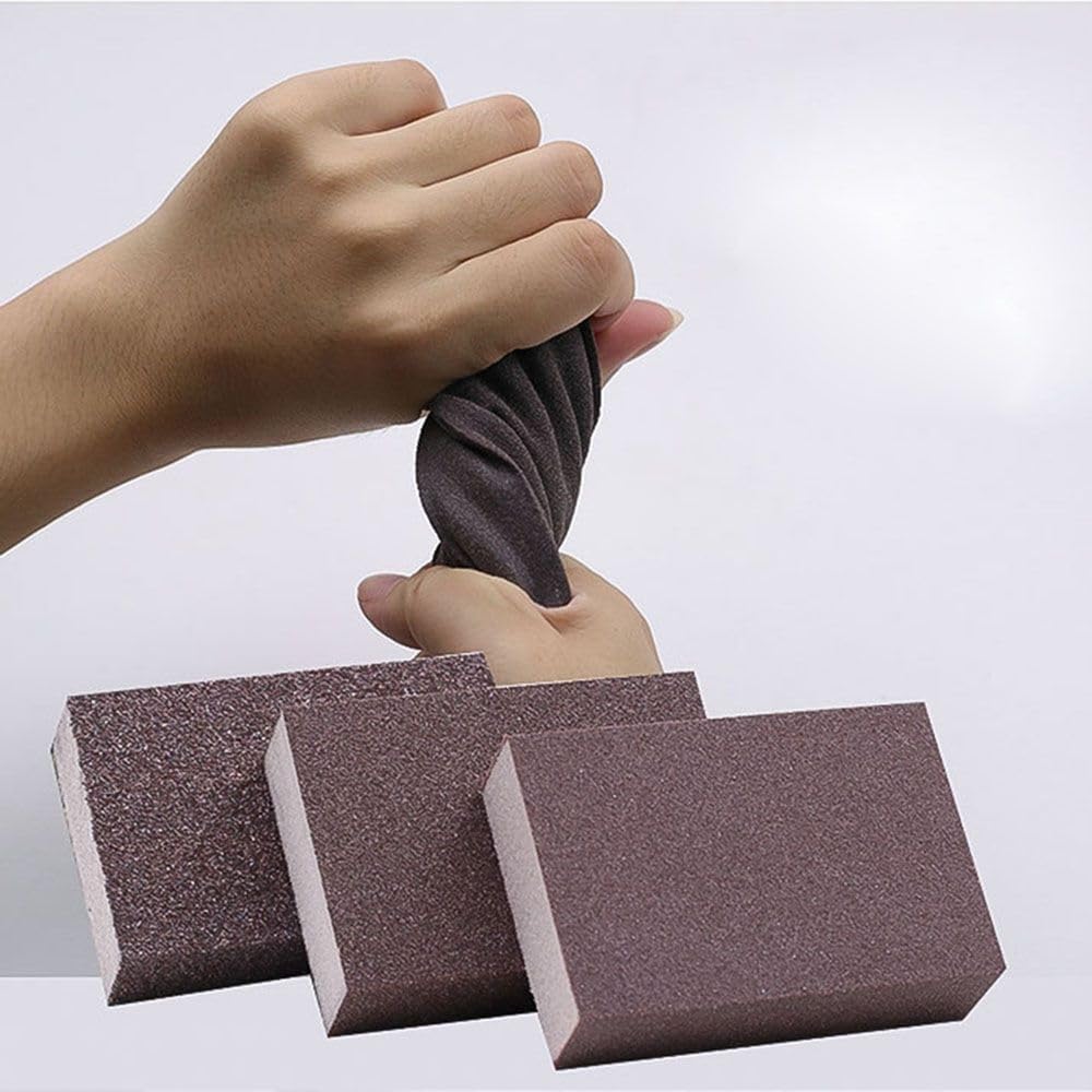 Papel de Lija, Paquete 5 esponjas Lijado Alta Densidad, Grano Medio 36-220, Almohadillas abrasivas 4 Lados for Madera, Metal y Pintura(100grit)