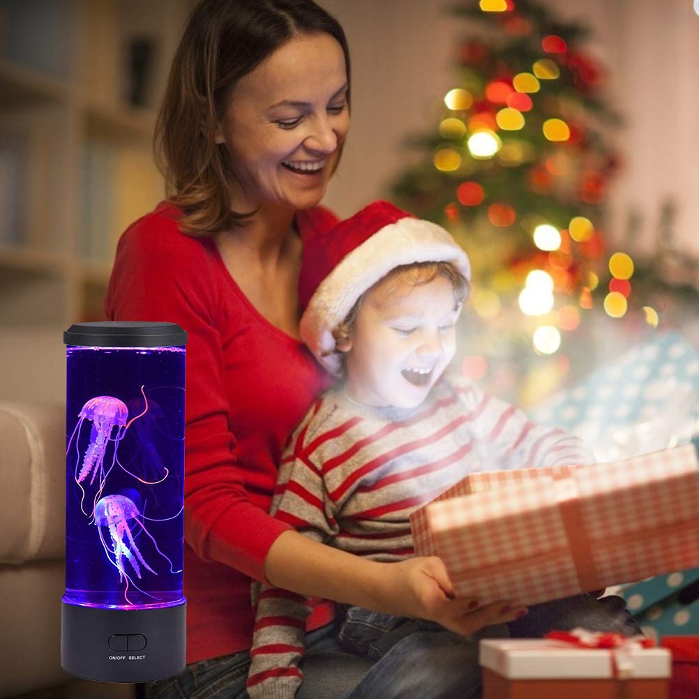 Lámpara de Lava de Medusas, Lámpara de Medusas LED Regalo de Luz de Noche de Estado de ánimo para la Decoración de la Oficina en el Hogar (Negro)