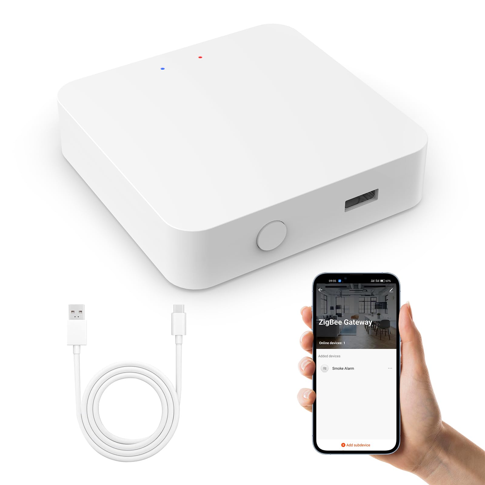 Zigbee Hub, Zigbee WiFi y Bluetooth Dual Mode Gateway, Smart Life/Tuya App Puede soportar temperatura y humedad ZigBee, válvula termostática, sensor de puerta, detector, interruptor inteligente