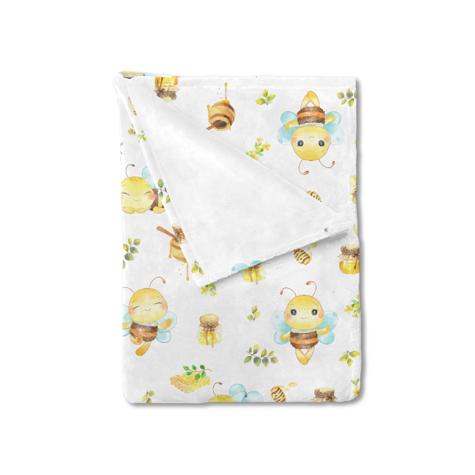 Cartoon Bees Boho Leaves Honey Baby Blanket for Girl Boy Bees Retro Floral Swaddle Blanket Soft Warm Receiving Blanket Toddler Newborn Nursery Bed Throw Blanket Crib Stroller Playmat 30x40