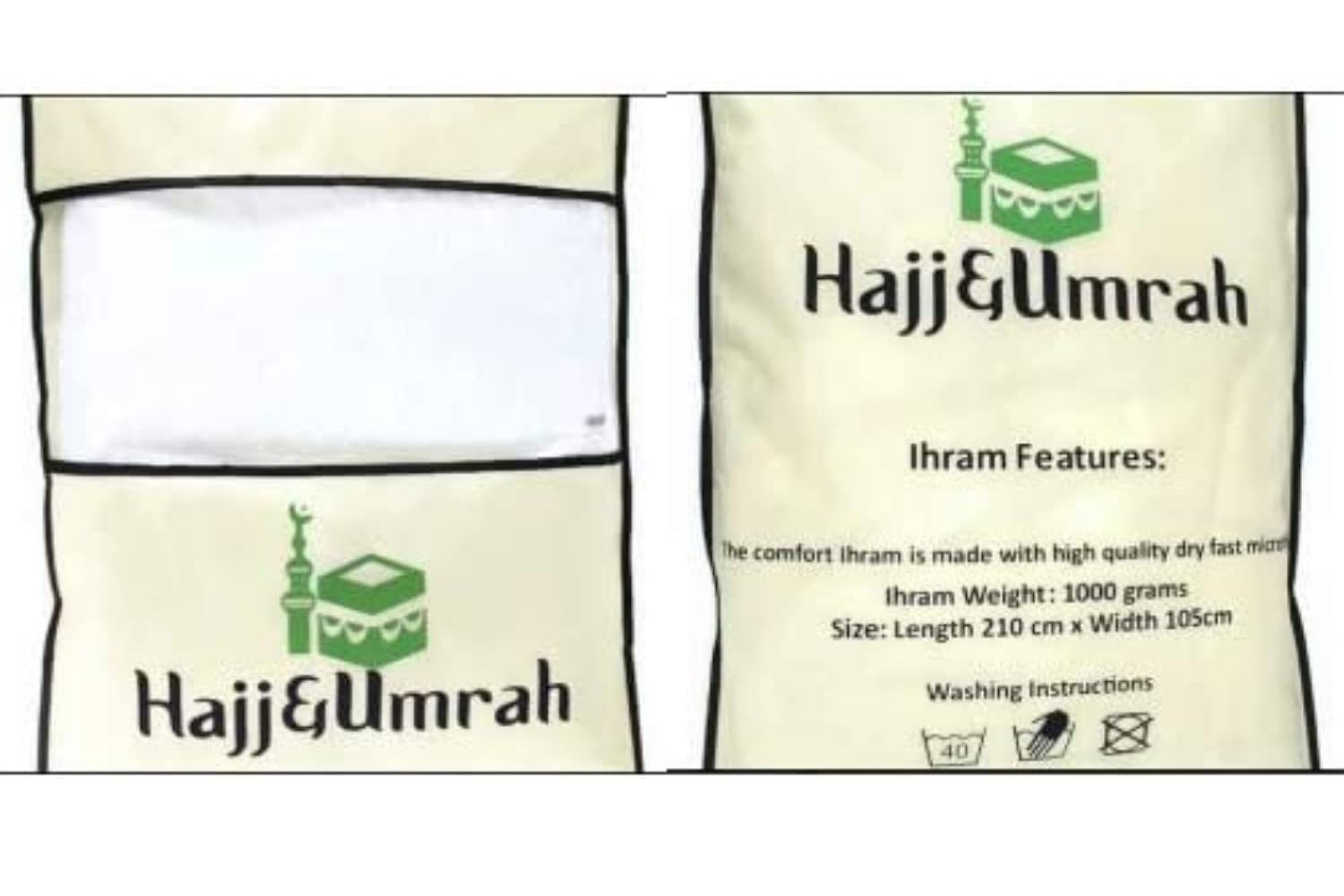 Ihram/ehram/ahram - Two Soft and Thick Towels. Size of Each Pc. is 44x90 Inches