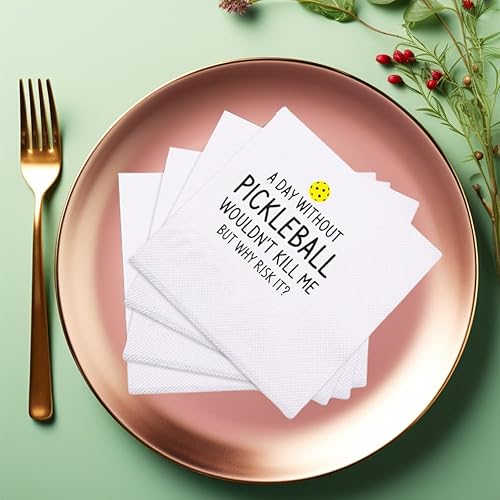 Miniatura 7 de VOWFOO Divertidas servilletas de cóctel con cita de pickleball, 50 unidades, servilletas desechables de papel para jugadores de pickleball,