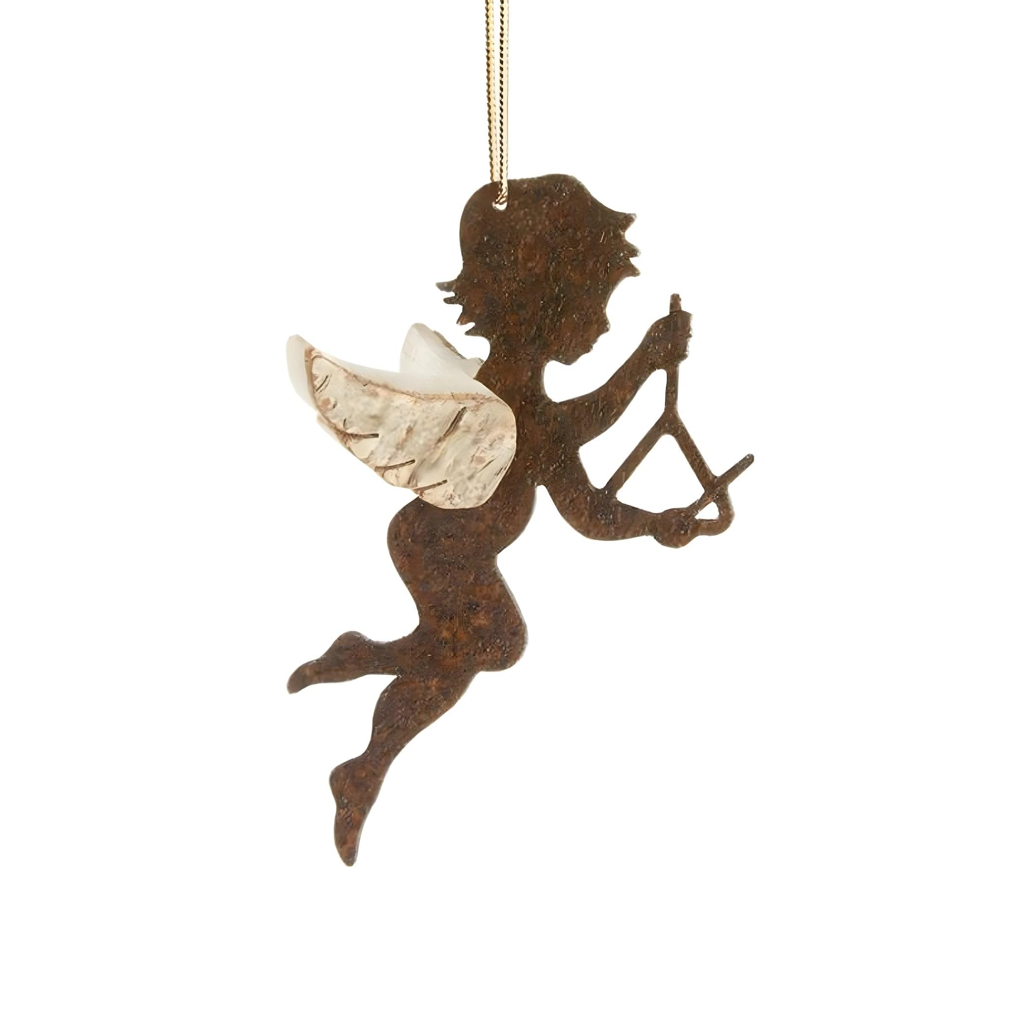 Dolfi | Steel Angel Hanging 6.5 cm 6.5 cm | Natural Wood in Val Gardena | Figurine Nativity Scene