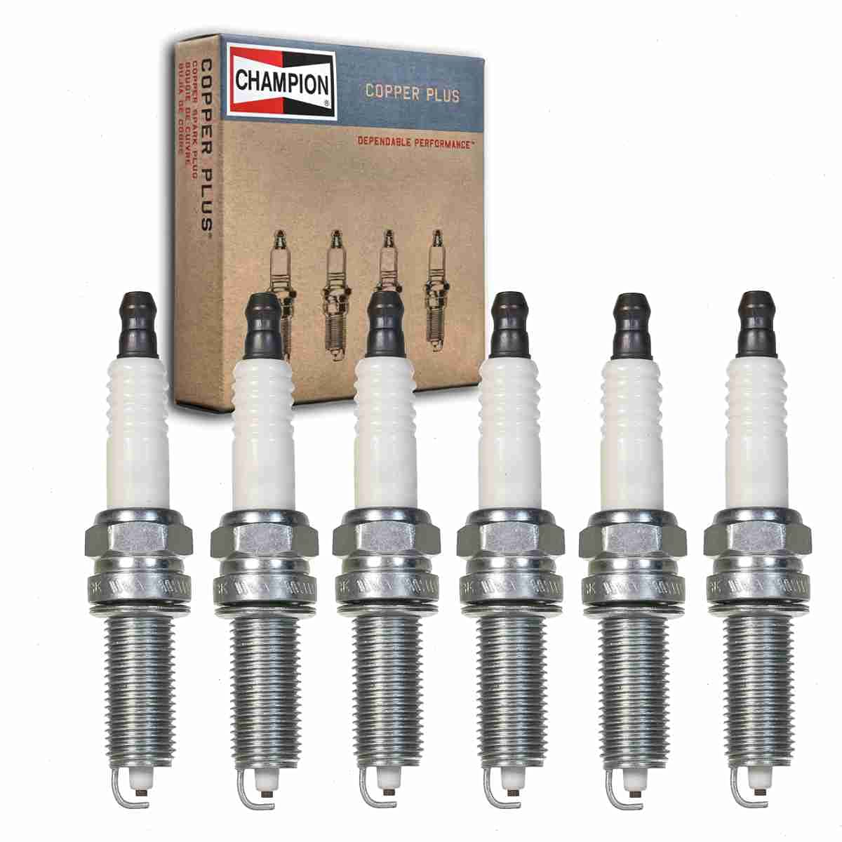 Sixity Auto 6 pc Champion Copper Plus Spark Plugs compatible with Hyundai Genesis Coupe 3.8L V6 2010-2016