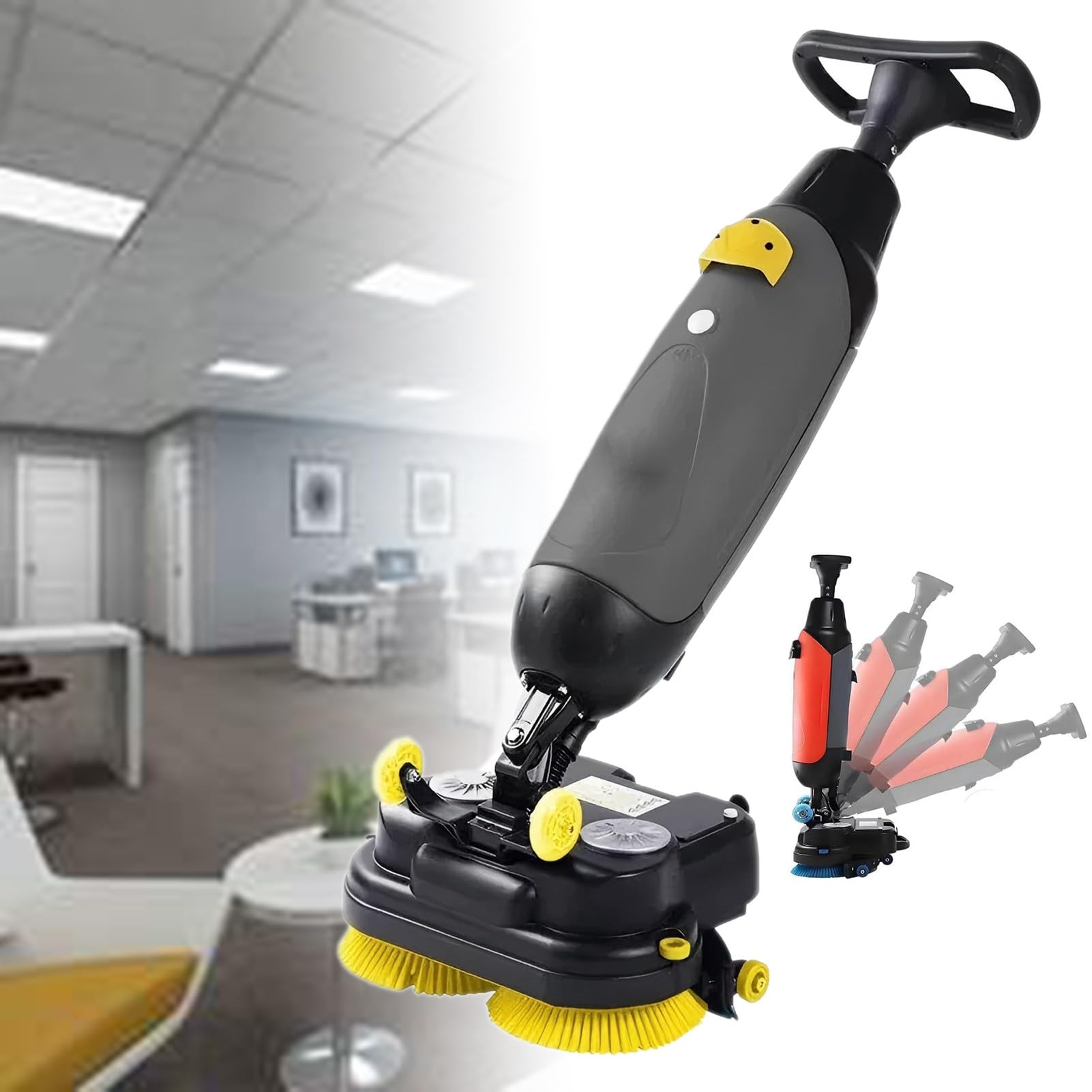 ExoticaBlend Electric Walk Behind Floor Scrubber Dryer 17" Scrub Path,4.5 L + 7.5 L Dual Tanks,Coverage 1200㎡/H,240 RPM,for Wooden Floors,Tiles,Terrazzo,Marble,Cement Floors Grey