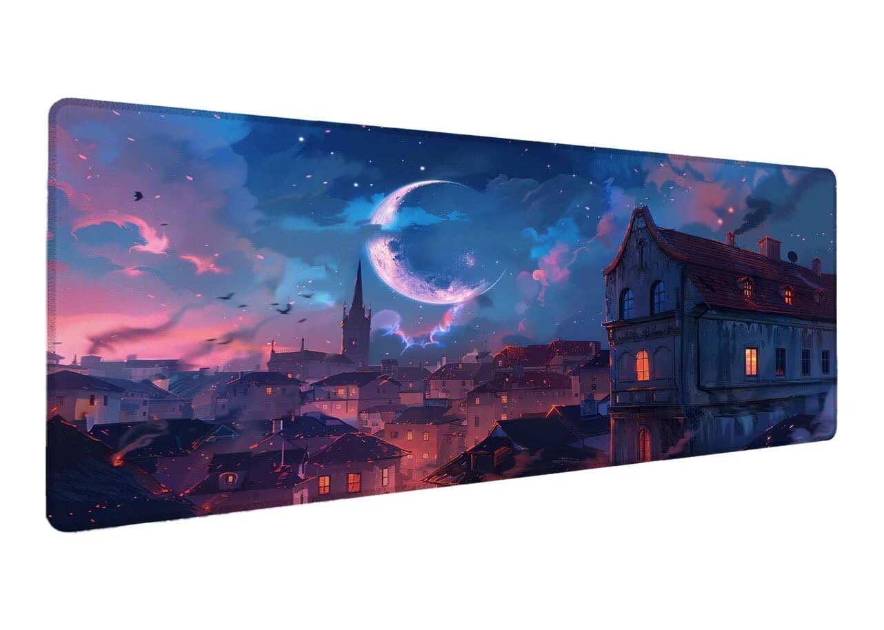 Podkładka pod mysz, 1000 x 500 x 3 mm, gamingowa podkładka pod mysz, duża, antypoślizgowa, gumowa podstawa, zszyte krawędzie, podkładka na biurko, poprawia precyzję i prędkość T-4
