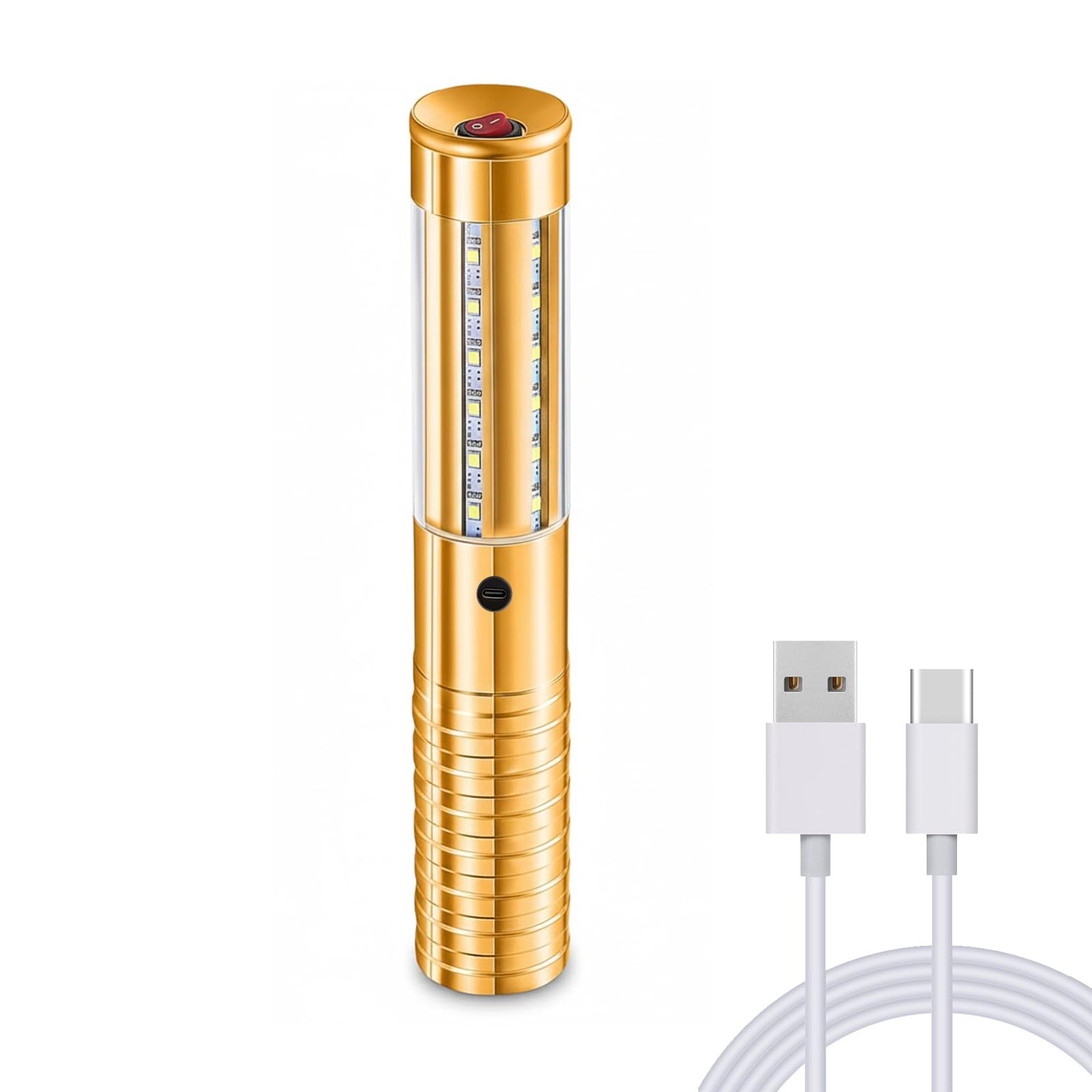 ACMHNC Luces Estroboscópicas LED, USB Recargable Para Botella de Vino, Bastón Luminoso, 1800 mAh Batería, Barras Luminosas Para Fiestas, Ktv, Bar, Club, Cumpleaños, Luz Blanca, Dorada