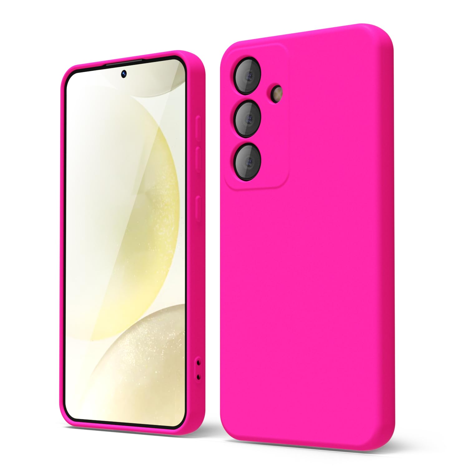 oakxco for Samsung Galaxy S24 Ultra Phone Case Liquid Silicone, Neon Bright Solid Color, Thin Slim Soft Rubber Gel Matte TPU Plain Simple Cover for Women Girl Cute, Hot Pink Fuchsia — view 454