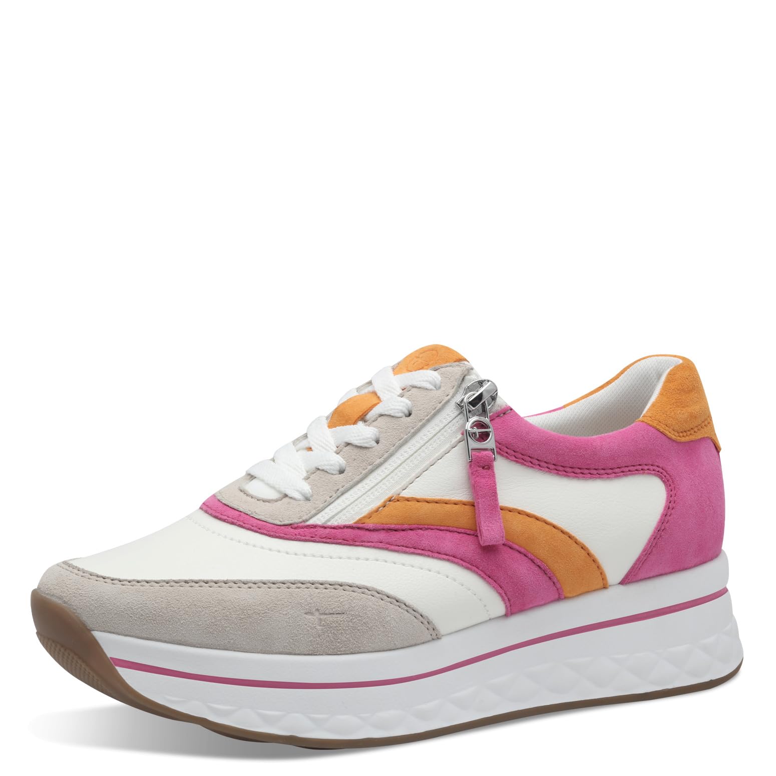 Tamaris Comfort Women’s Platform Sneakers with Zip Sporty, Fuchsia Comb, 7,5 UK