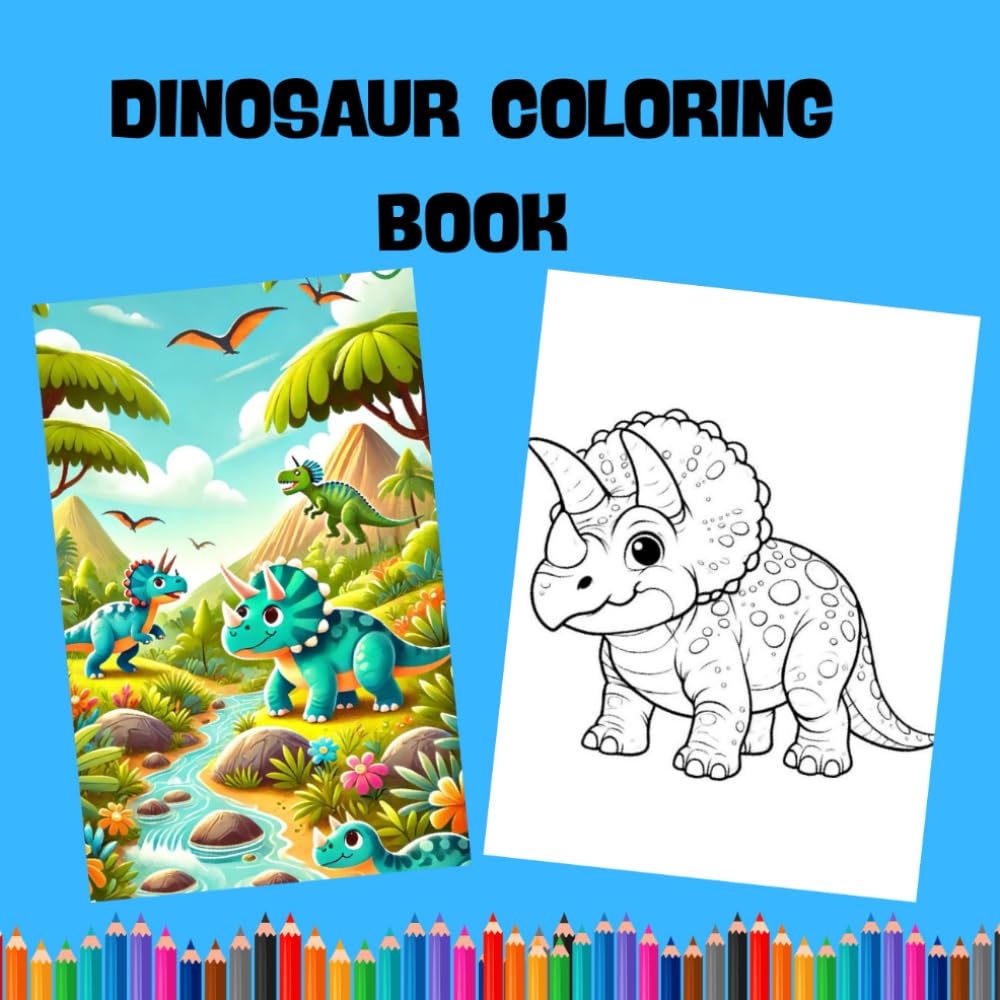 Dinosaur Coloring Book: This dinosaur coloring book is designed for children aged 3 to 7.