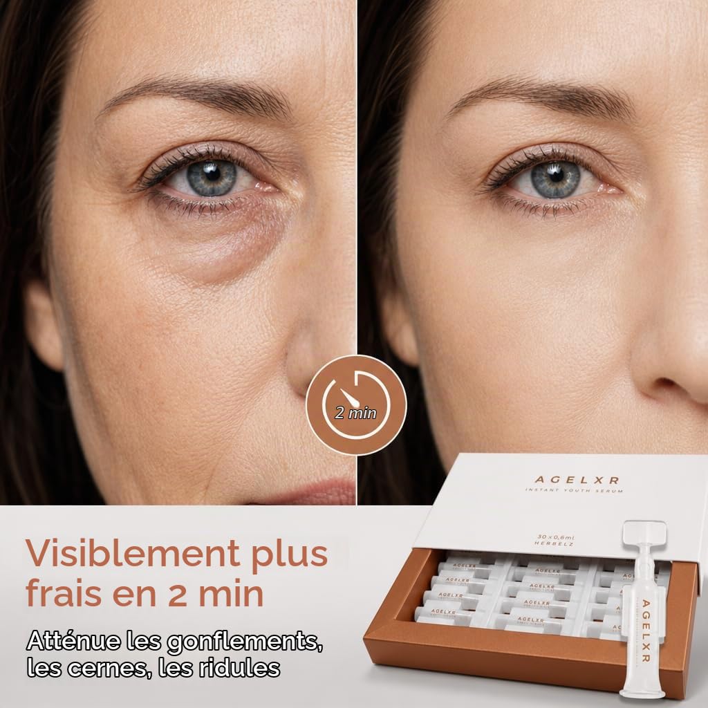 Sérum Instantané Anti Rides - Anti Taches et Anti Cerne Yeux - Crème Visage Anti-Âge à Base d’Argireline® - Raffermissante et Liftante - AGELXR (30 Ampoules à 0.6ml) - pour Femmes et Hommes