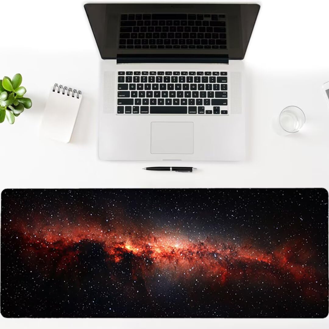 Podkładka pod mysz do gier XXL Gwieździste niebo - 1400 x 600 x 3 mm - Krajobraz antypoślizgowa wodoodporna podkładka na biurko z szytymi krawędziami dla graczy, komputerów PC i laptopów-35614