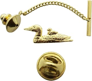Loon with Chick Tie Tack ~ 24K Gold ~ Tie Tack or Pin - 24K Gold Plated