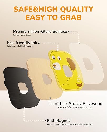 Miniatura 3 de JoyCat Imanes de madera gruesos del alfabeto para nevera, tamaño grande, lindo animal, colorido ABC, letras magnéticas, 26 letras mayúsculas, juego