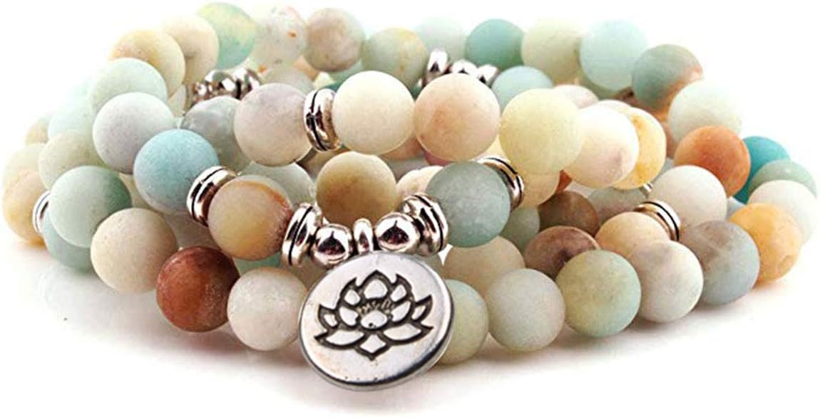 GVUSMIL 8mm 108 Mala Beads Wrap Bracelet Necklace for Yoga Charm Bracelet Natural Gemstone Jewelry for Women Men