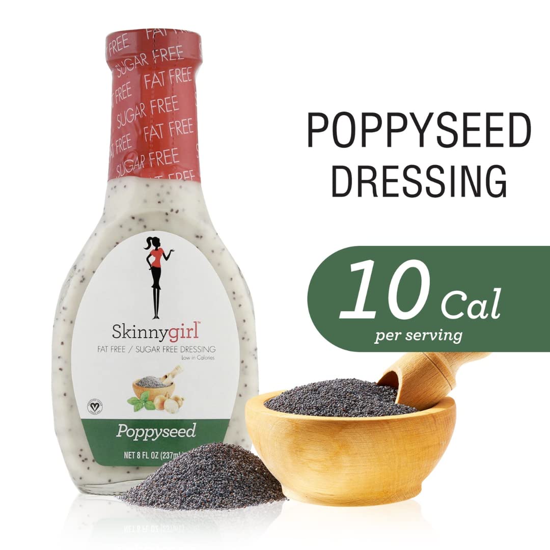 Veher Skinnygirl - Paquete variado de aderezos para ensaladas, incluye vinagreta balsámica, dijon de miel, vinagreta de frambuesa y semillas de amapola, botellas de 8 onzas