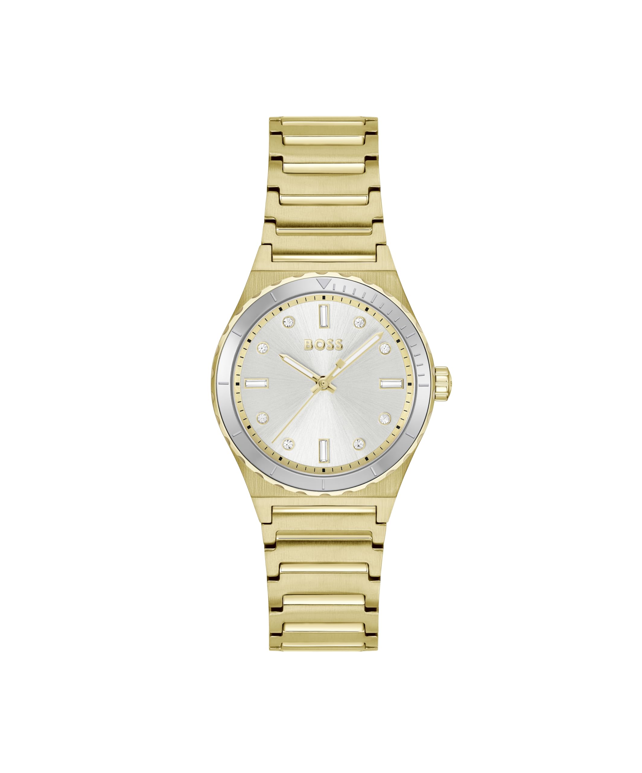 BOSS Three Hand Quartz Movement Watch for Women Candor Ladies Sport Collection with Light Yellow Gold Stainless Steel Bracelet - 1502789