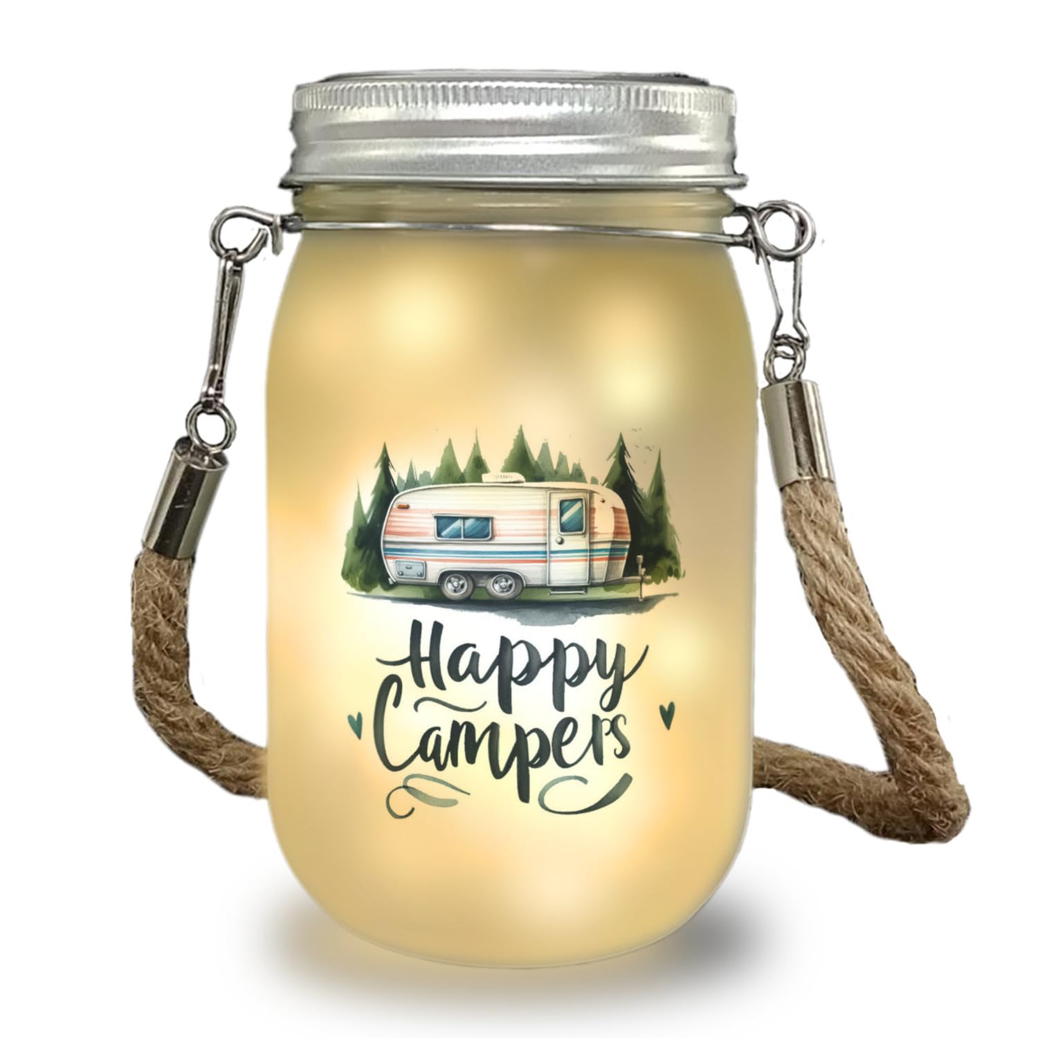 speecheese Happy Campers Wohnwagen Solarlicht Frohe Camper Wohnwagen Deko - Licht im Campingwagen für fröhliche und glückliche Campingabenteuer