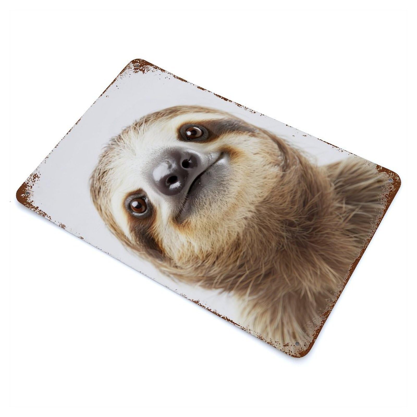 Sloth Face Rusty Metal Tin Sign 11.8"x7.9", for Shed, Workshop And Garage Wall Decor, Shabby Chic Decor