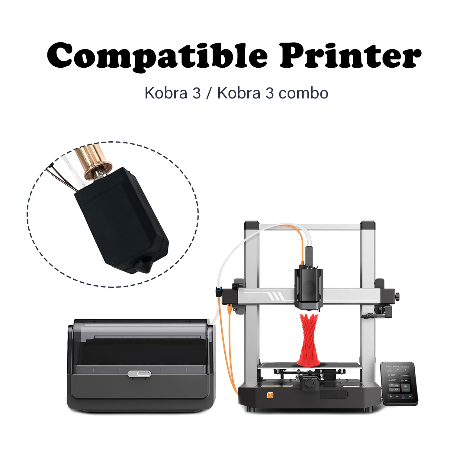 Upgrade Kobra 3 Ceramic Hotend Hot End Assembly Druckkopf Extruder mit Düse aus gehärtetem Stahl Heizblock Hotend Ersatz für Anycubic 3D-Drucker