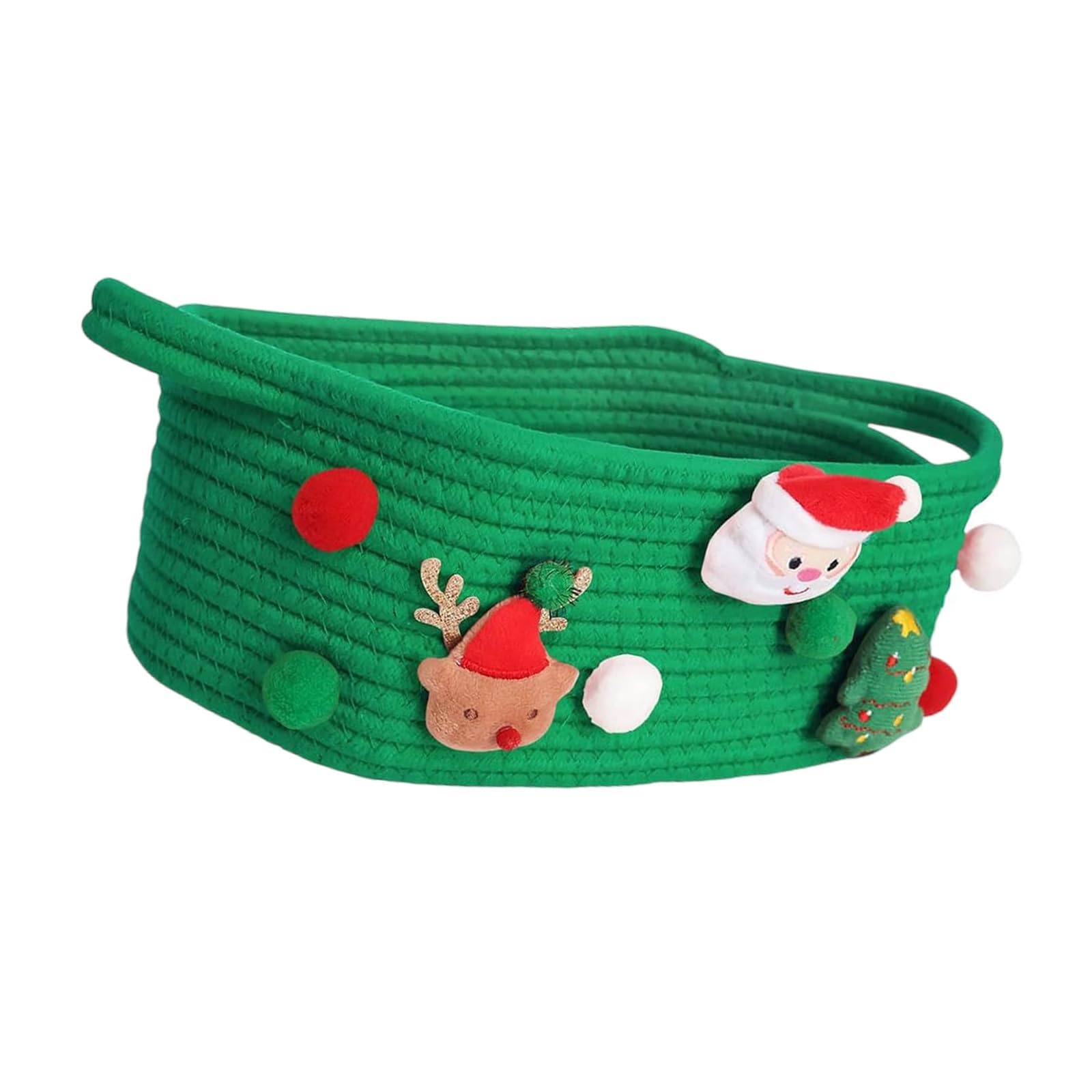 Elnwnnkc Green Large Capacity Festival Gift Organiser Holiday Themed Storage Basket For Present Spacious Christmas Accessories Holder Holder